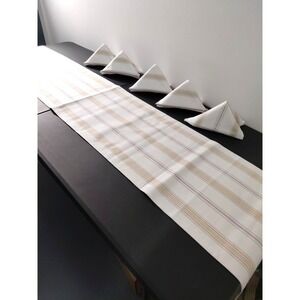 TAG Table Runner Plus 5 Matching Napkins Pastel Stripe White Fabric‎ Cottagecore